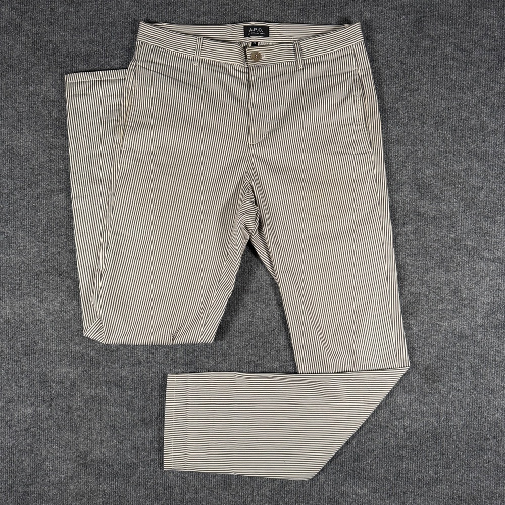 A.P.C. Jeans Mens 29 (32x32) Hickory Stripe Conductor Straight Leg 5-Pocket Pant